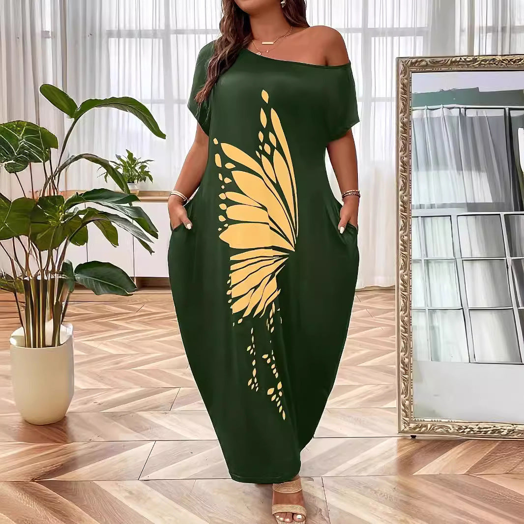 Damen Maxikleid mit elegantem Schmetterlingsmotiv Stalluxe