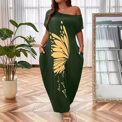 Damen Maxikleid mit elegantem Schmetterlingsmotiv Stalluxe