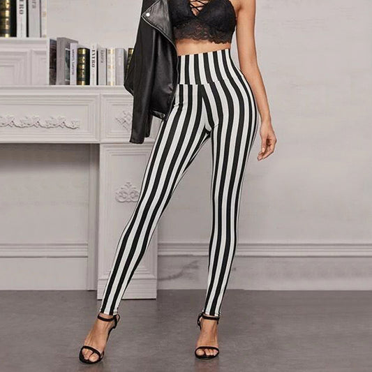 Damen Hochtaillierte Leggings mit grafischem Streifenmuster und figurformendem Schnitt Stalluxe