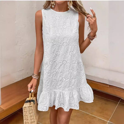 Damen Sommerkleid mit Spitzendetails und Volants Stalluxe