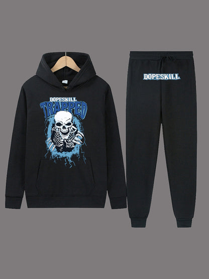 Damen Hoodie und Jogginghose Set mit auffälligem Skelettmotiv Stalluxe