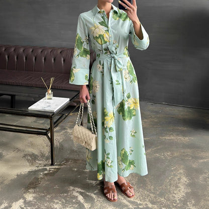 Damen Maxikleid mit floralen Mustern und Wickelgürtel Stalluxe