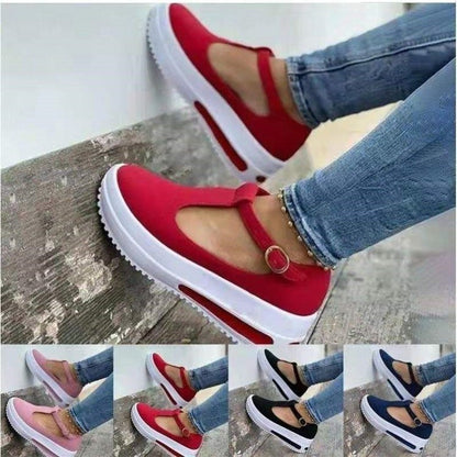 Damen Plateau-Sneaker mit weich gepolstertem Fußbett und verstellbarem Riemen Stalluxe