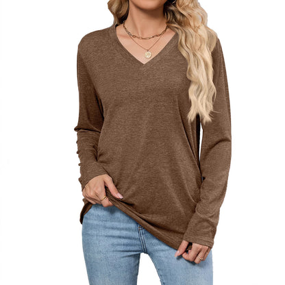 Damen Viskose Langarmshirt mit modischem V-Ausschnitt und lockerer Passform Stalluxe