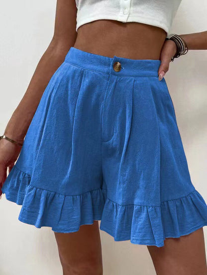 Damen Volant-Shorts mit elastischem Bund und seitlichen Taschen Stalluxe