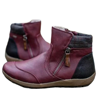 Damen praktische und kuschelige Winterstiefeletten mit seitlichem Reißverschluss und elastischem Bund Stalluxe