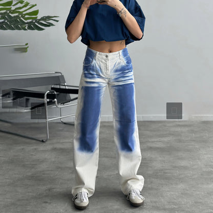 Damen Baggy Jeans im einzigartigen Batikdesign Stalluxe