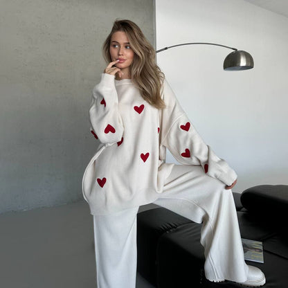 Damen Oversized Pullover mit Herzmotiv Stalluxe