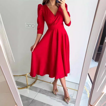 Damen Elegantes Midi Kleid Stalluxe
