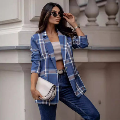 Damen Karierter Blazer im modischen Schnitt Stalluxe