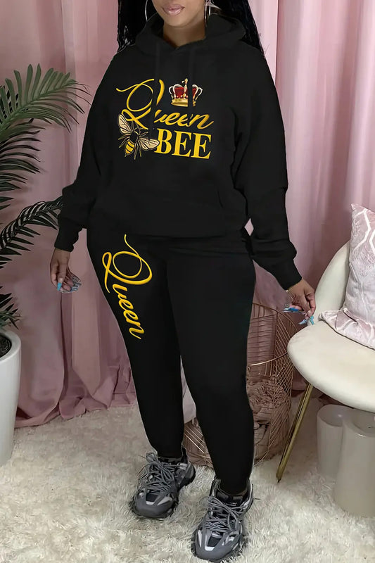 Damen Hoodie und Jogginghose Set mit kreativem "Queen Bee" Design Stalluxe