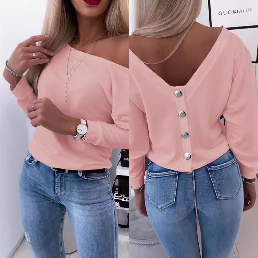 Damen Off-Shoulder Bluse mit Knopfdetail Stalluxe Rosa