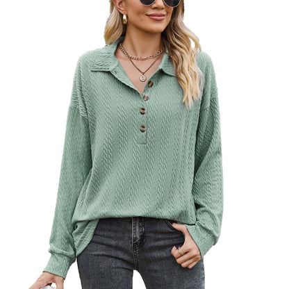 Damen Langarmshirt mit strukturiertem Kabelstrick und modischem Kragen Stalluxe