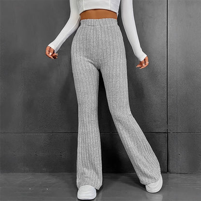 Damen weite Strickhose mit feinrippigem Design Stalluxe