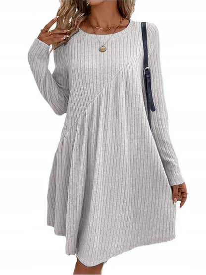 Damen lässiges Strickkleid mit long-sleeve und asymmetrischem Saum Stalluxe