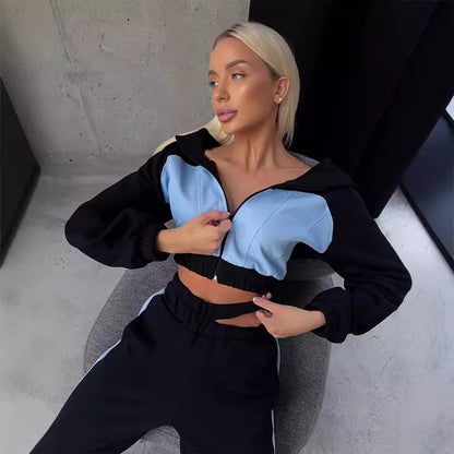 Damen Sportliches Zweiteiler-Set mit Crop-Top und weitem Schnitt Stalluxe