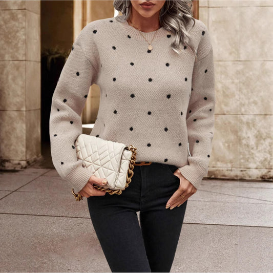 Damen kuscheliger Strickpullover mit trendigem Punktmuster Stalluxe