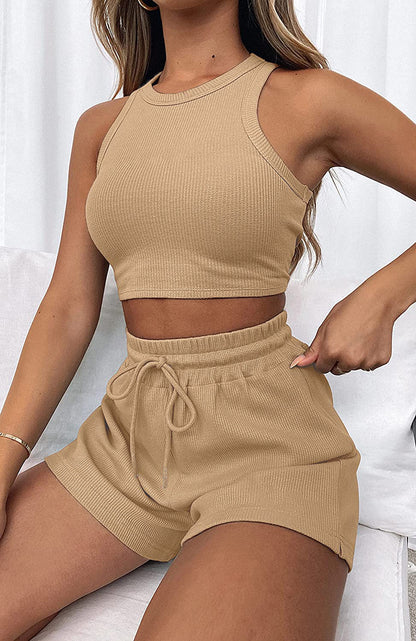 Damen sportliches Crop-Top und lässige Shorts Set Stalluxe