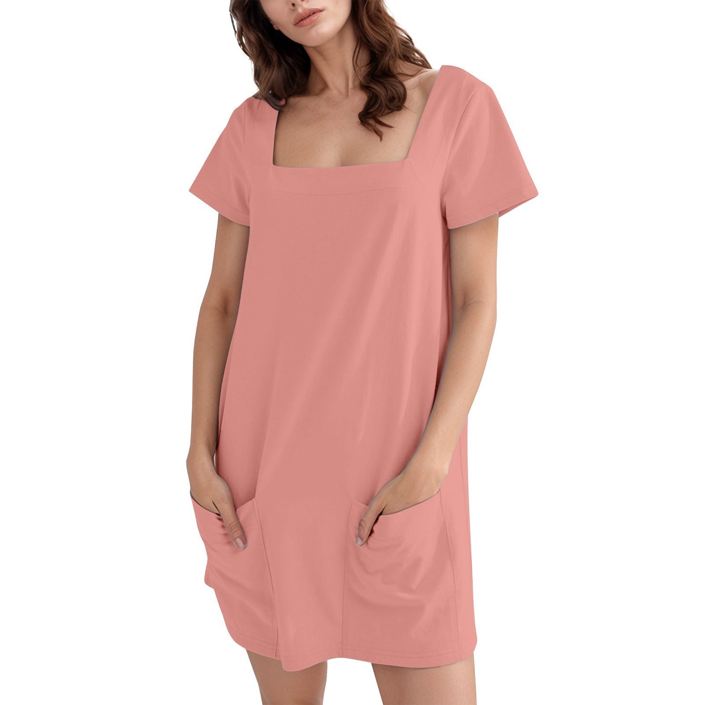 Damen lässiges Tunika-Kleid mit praktischen Taschen und Quadrat-Ausschnitt Stalluxe