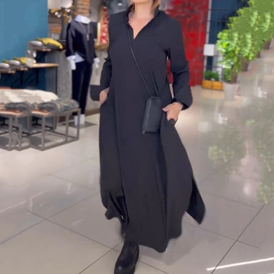 Damen Hemdblusenkleid mit praktischen Taschen und langen Ärmeln Stalluxe