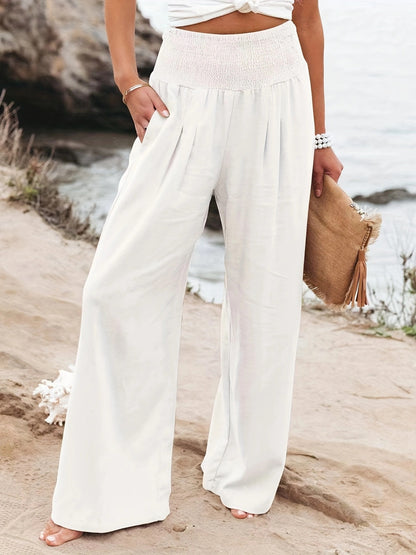 Damen weite Sommerhose mit elastischem Bund und elegantem Faltenwurf Stalluxe