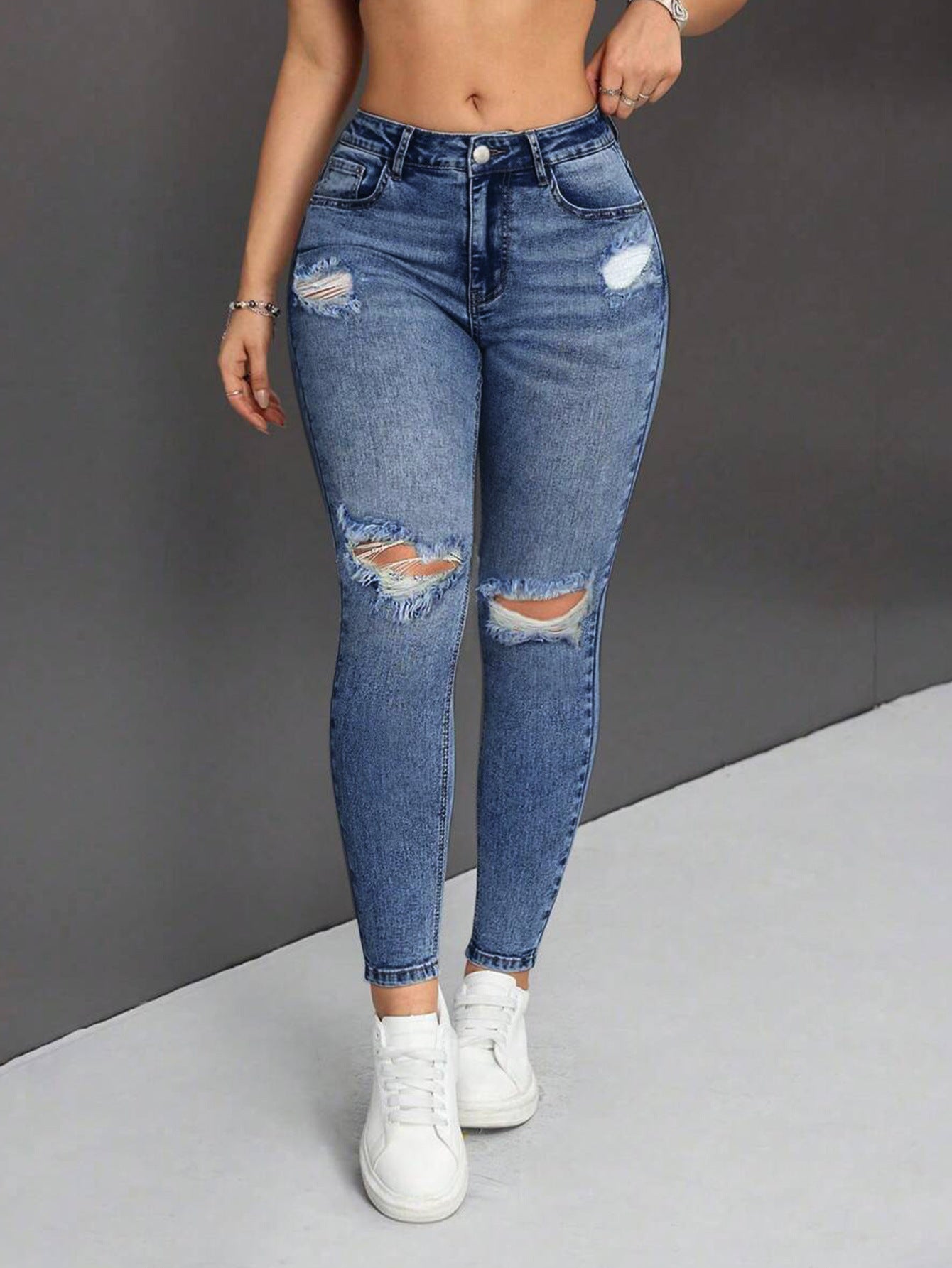 Damen Slim-Fit Ripped Jeans Stalluxe