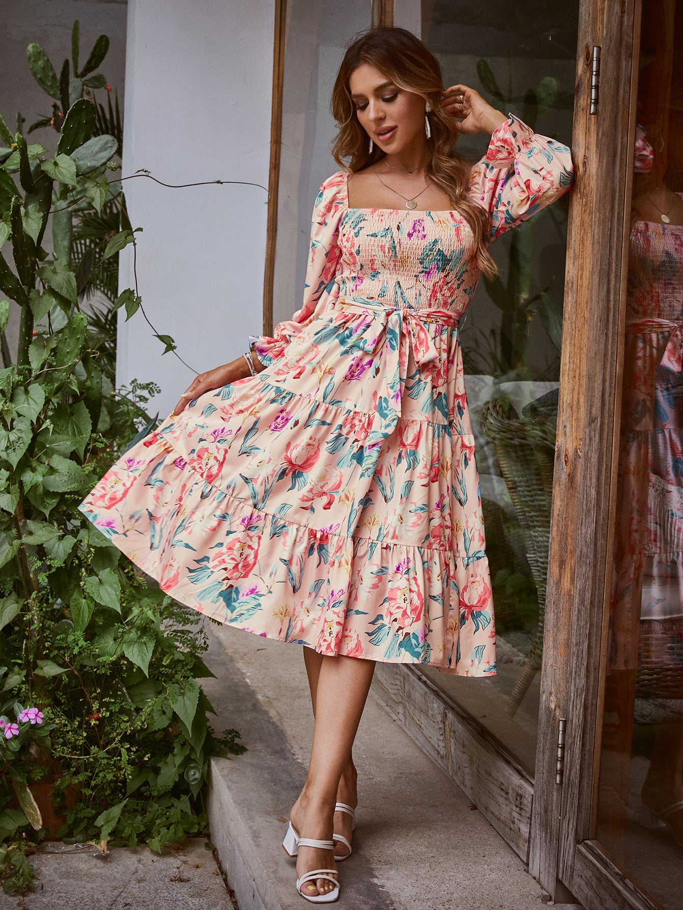 Damen Off-Shoulder Maxikleid mit floralem Print und Rüschendetails Stalluxe