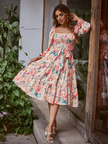 Damen Off-Shoulder Maxikleid mit floralem Print und Rüschendetails Stalluxe