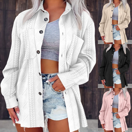 Damen lässige shirtjacke mit strukturiertem Design und Knopfdetails Stalluxe