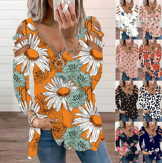 Damen Bluse mit floralem Cut-Out-Design und lässigem V-Ausschnitt Stalluxe