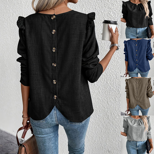 Damen Elegante Bluse mit Rüschendetails und Rundhalsausschnitt Stalluxe