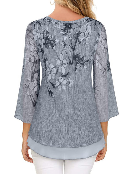 Damen Blumengemusterte Viskosebluse mit weiten Ärmeln Stalluxe