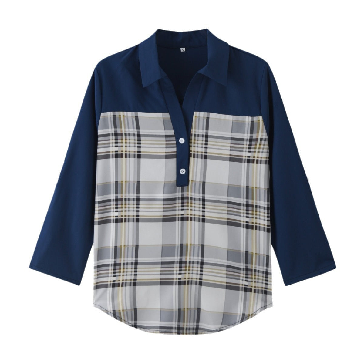 Damen Bluse mit modischem Karomuster und eleganter Knopfleiste Stalluxe