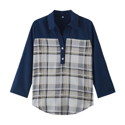 Damen Bluse mit modischem Karomuster und eleganter Knopfleiste Stalluxe