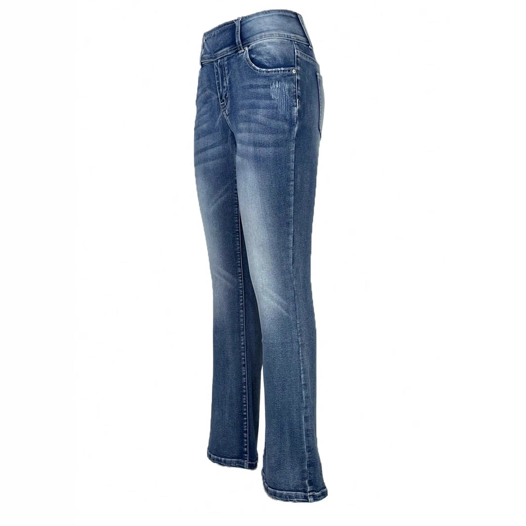 Damen Bootcut-Jeans mit hohem Bund und Taschen Stalluxe