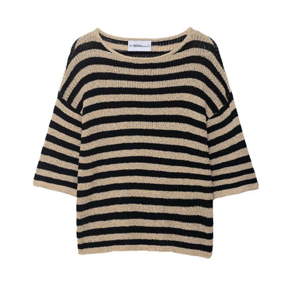 Damen lässiger Strickpullover mit breiten Streifen und weichem Material Stalluxe