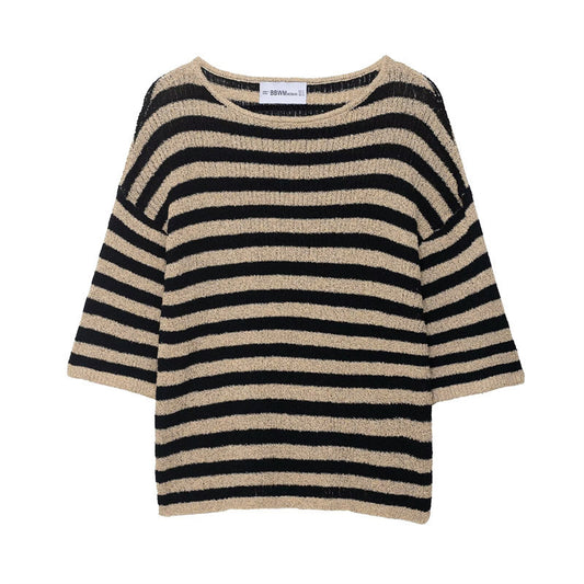 Damen lässiger Strickpullover mit breiten Streifen und weichem Material Stalluxe