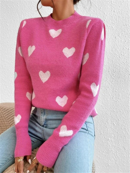Damen gemütlicher Pullover mit Herzmuster Stalluxe