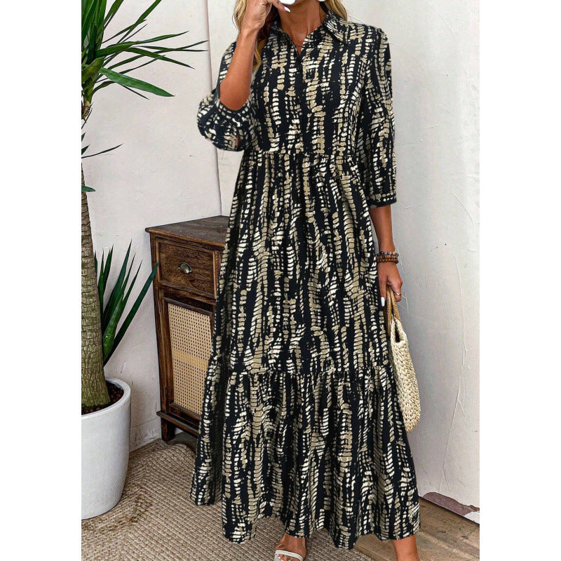 Damen Maxikleid mit lässigem Kragen und legerem Schnitt Stalluxe