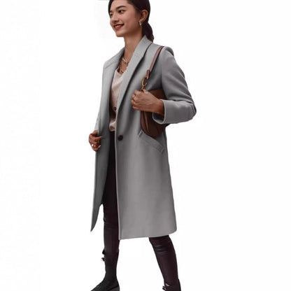 Damen Eleganter und hochwertiger Wollmantel mit schmalem Schnitt Stalluxe
