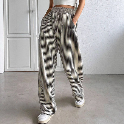 Damen Weite Streifenhose mit elastischem Bund und praktischen Taschen Stalluxe