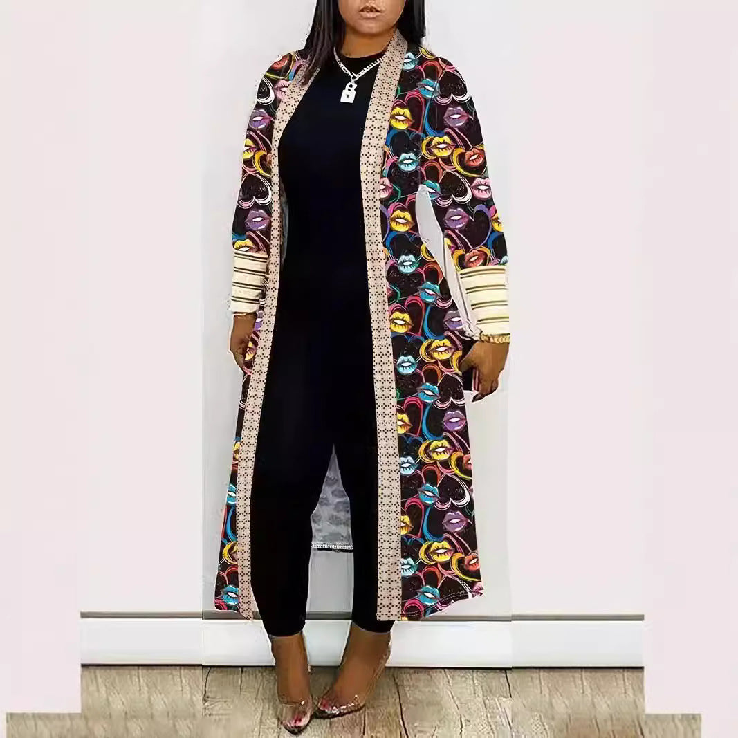 Women's Artistic Print Duster Cardigan Stalluxe