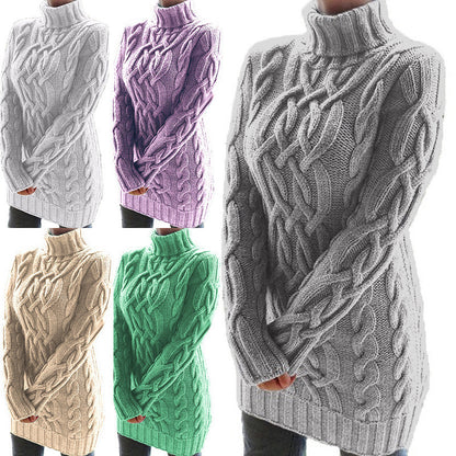 Damen Strickpullover mit hochgeschlossenem Kragen und ausgefallenem Zopfmuster Stalluxe