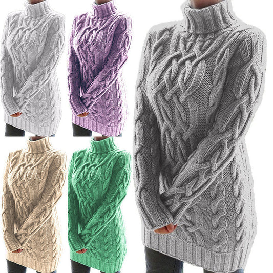 Damen Strickpullover mit hochgeschlossenem Kragen und ausgefallenem Zopfmuster Stalluxe