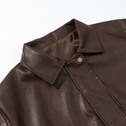 Damen modische Kunstlederjacke mit praktischen Pattentaschen und elastischem Saum Stalluxe
