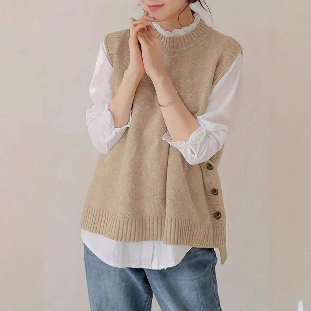 Damen Strickbluse mit Knopfdetails und modernem Schnitt Stalluxe