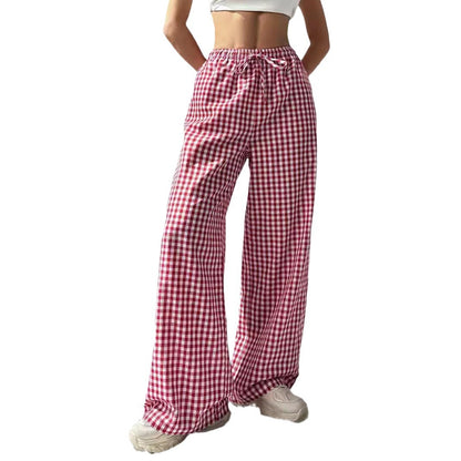 Damen Weitgeschnittene Viskosehose mit Karomuster Stalluxe
