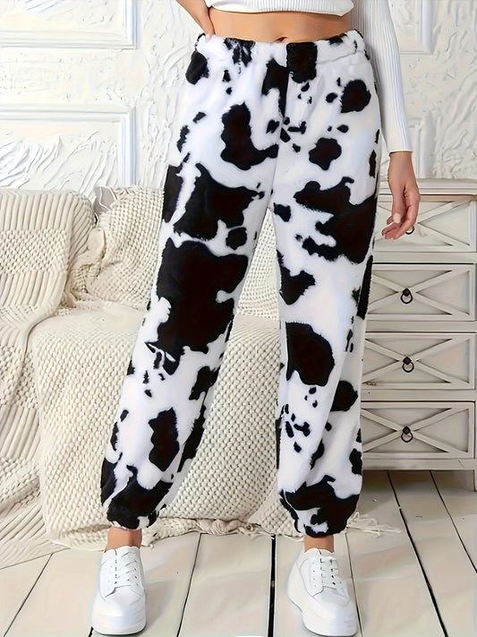 Damen trendige und bequeme Jogginghose mit Kuhmuster Stalluxe