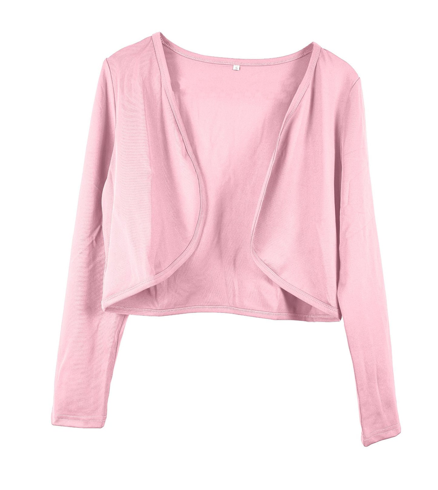 Damen kurz geschnittenes Cardigan mit offenen Schnitt und langen Ärmeln Stalluxe Hellrosa