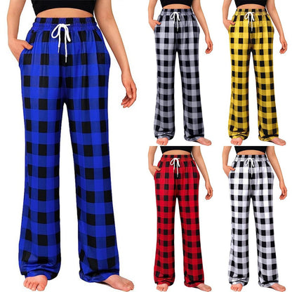 Women's Relaxed Fit Plaid Lounge Pants Stalluxe